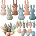18 Pcs Rustic Easter Bunny Decorations Farmhouse Spring Fabric Bunnies Carrot Eggs Vase Filler Table Decor for Desk
