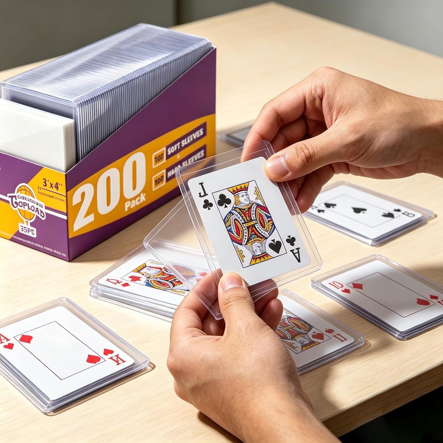 100 Top Loaders, 3"x4" Rigid Hard Plastic Card Holder, Single Toploaders | Premium Card Protector, Playing Cards