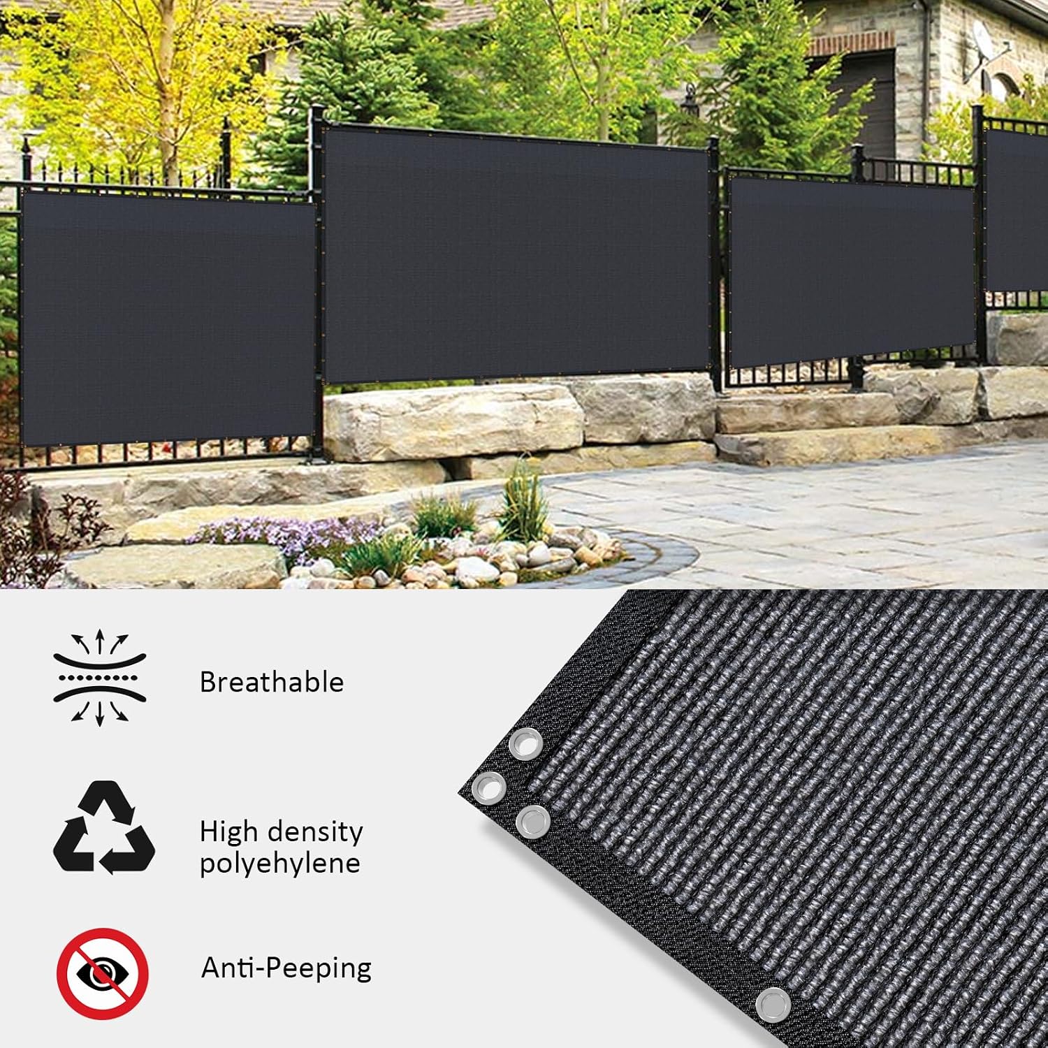 6' x 50' Black Privacy Screen Fence Heavy Duty Fencing Mesh Shade Net Cover for Outdoor Panel Garden Backyard Porch