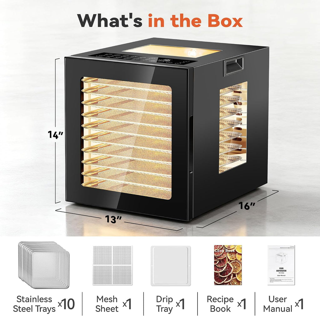 Food Dehydrator Machine 10 Stainless Steel Trays 10 Presets