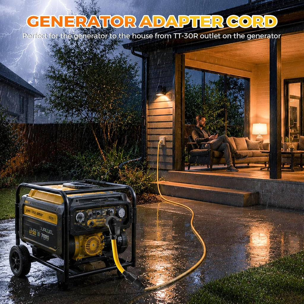 NEMA TT-30P to L14-30R Generator Adapter Cord, 30 Amp 3 Prong to 4 Prong Generator Plug Adapter, Generator Transfer