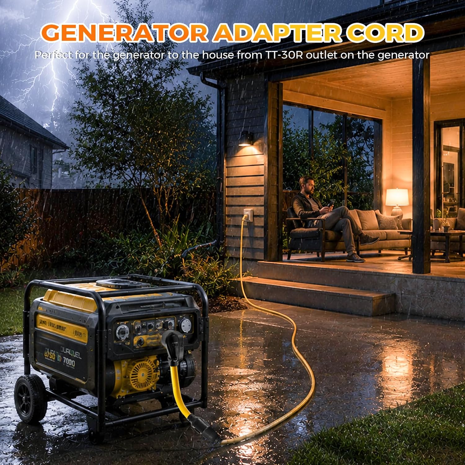 NEMA TT-30P to L14-30R Generator Adapter Cord, 30 Amp 3 Prong to 4 Prong Generator Plug Adapter, Generator Transfer