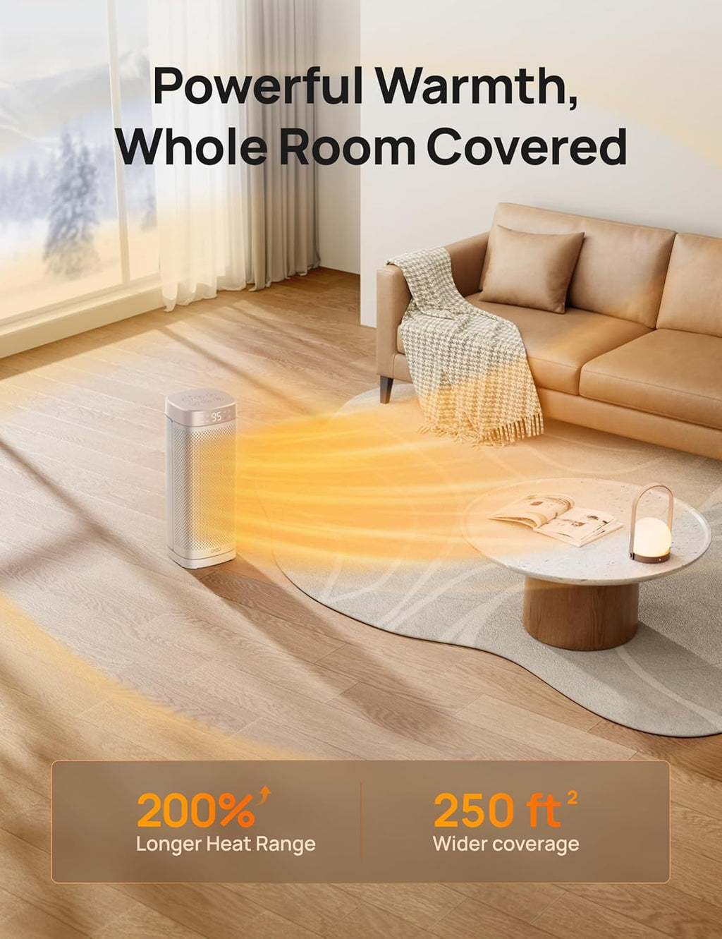 Space Heaters,16 Inch Fast Heating Portable Heaters with Thermostat | Fast Heating Portable Heaters with Remote, 12H