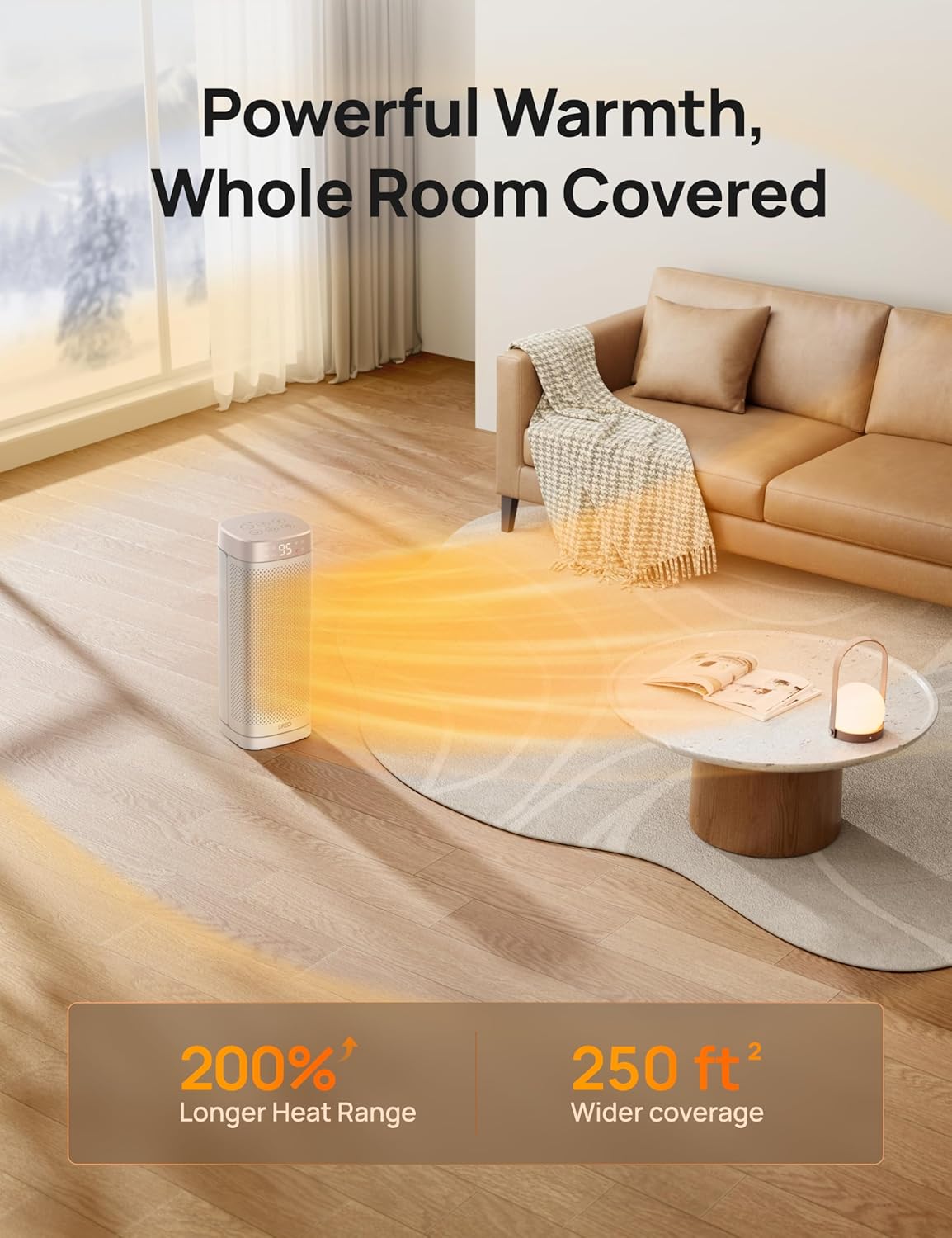 Space Heaters,16 Inch Fast Heating Portable Heaters with Thermostat | Fast Heating Portable Heaters with Remote, 12H