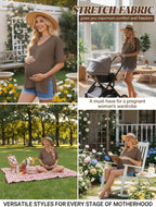 Maternity Shirts Loose Short Sleeve Tunic Pregnancy Clothes M