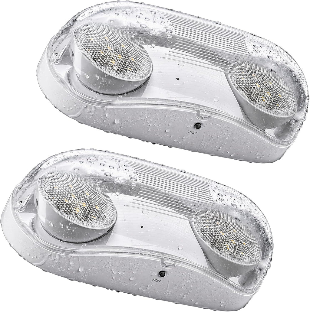 FREELICHT 2 Pack IP65 Waterproof Emergency Lights with Adjustable LED Heads