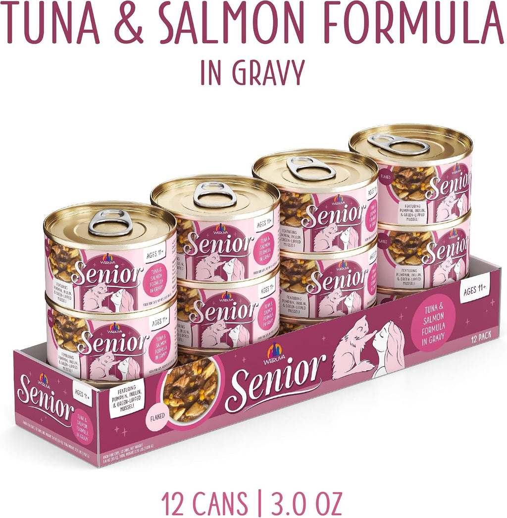 Senior Cat Food, Tuna and Salmon in Gravy, 3oz Can, Pack of 12