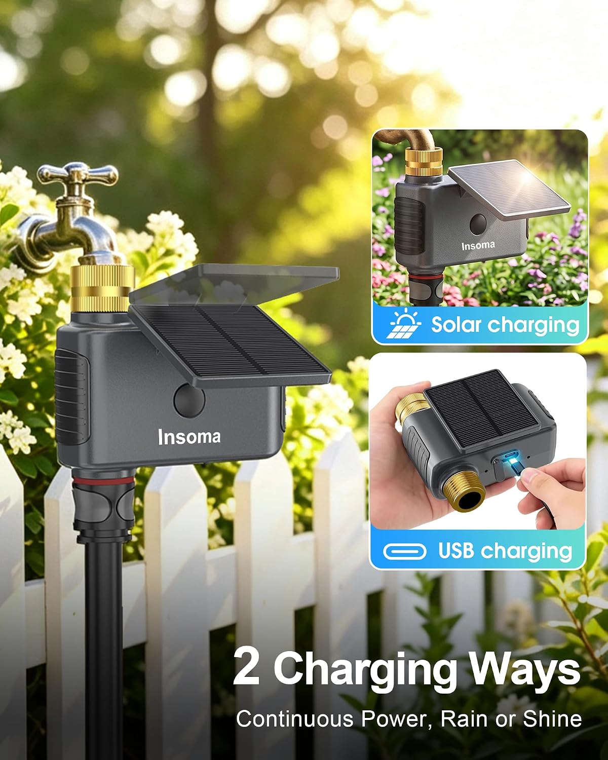 Solar WiFi Water Timer, 1 Zone WiFi Hose Timer for Garden Faucet | 2.4GHz Smart Sprinkler Timers, Up to 20 Watering
