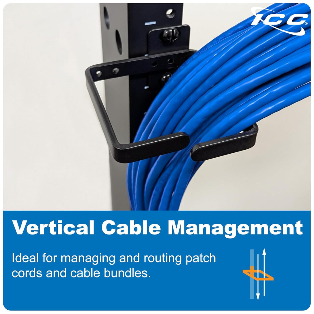 ICC 3-Inch Metal Cable Management Ring, Vertical Rack/Wall, 10-Pack