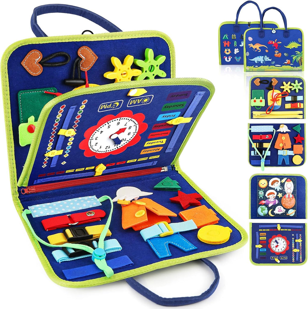 Toddler Busy Board, Montessori Sensory Toys for Boys, 1-4 Year Old Girl Toddler Travel Toys, Educational Learning