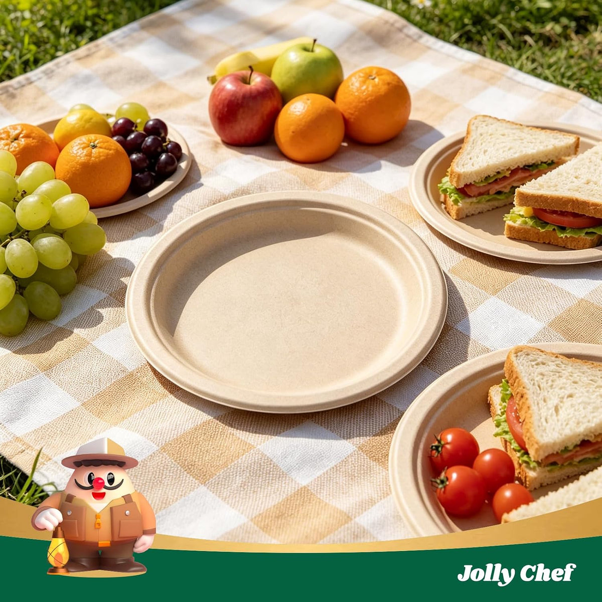 Compostable Heavy Duty 10 Inch 300 Pack Disposable Eco-Friendly Paper Plate