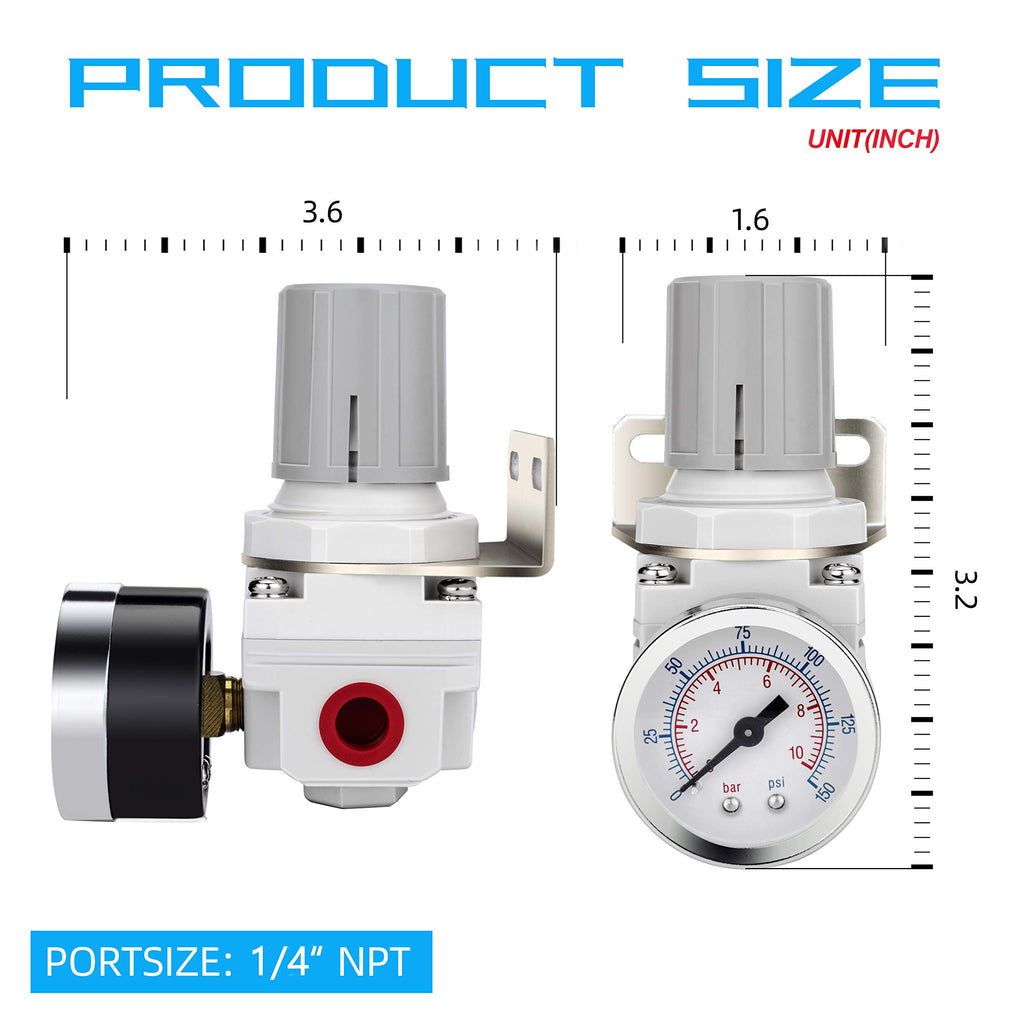 NANPU 1/4" NPT Air Regulator for Compressed Air System