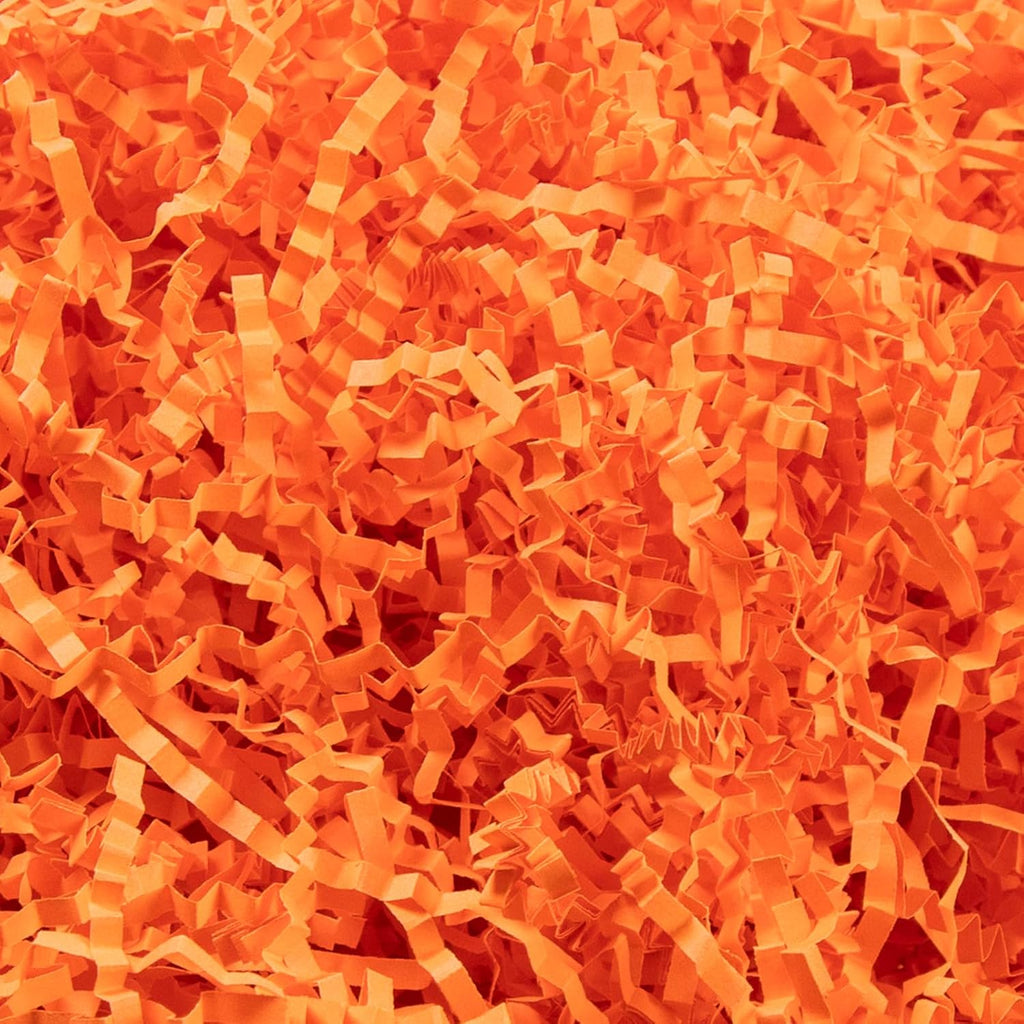 1/2LB Crinkle Cut Paper Shred, Orange Raffia Paper Sherd Filler Grass for Gift Wrapping Basket Filling Birthdays