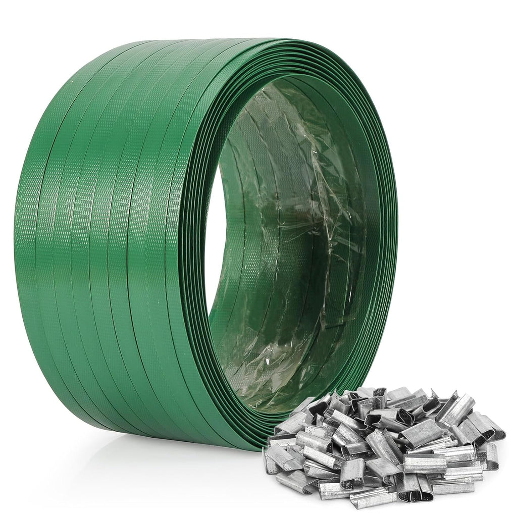 Heavy Duty Packaging Strapping Banding Roll - Green Polyester PET Industrial-Grade, 850' x 5/8" x 0.035" Pallet Strap