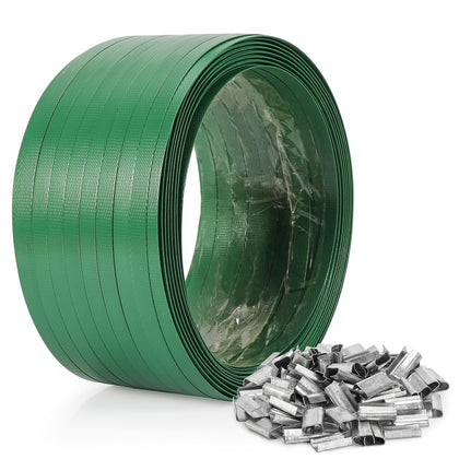 Heavy Duty Packaging Strapping Banding Roll - Green Polyester PET Industrial-Grade, 850' x 5/8" x 0.035" Pallet Strap