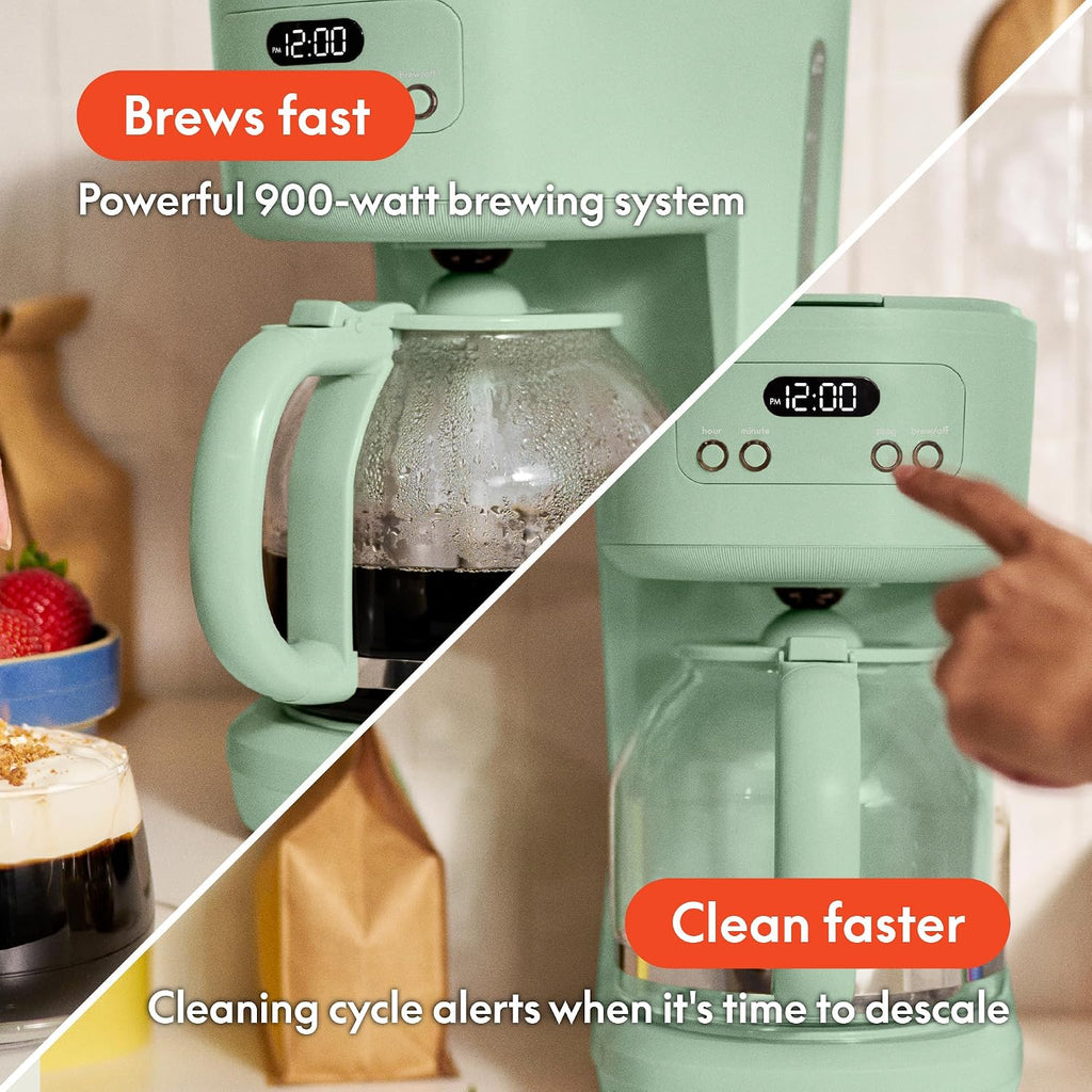 12 Cup Programmable Coffee Marker, Reusable Dishwasher Safe Accessories, Easy LCD diaply, Auto Shutoff, 900 watt