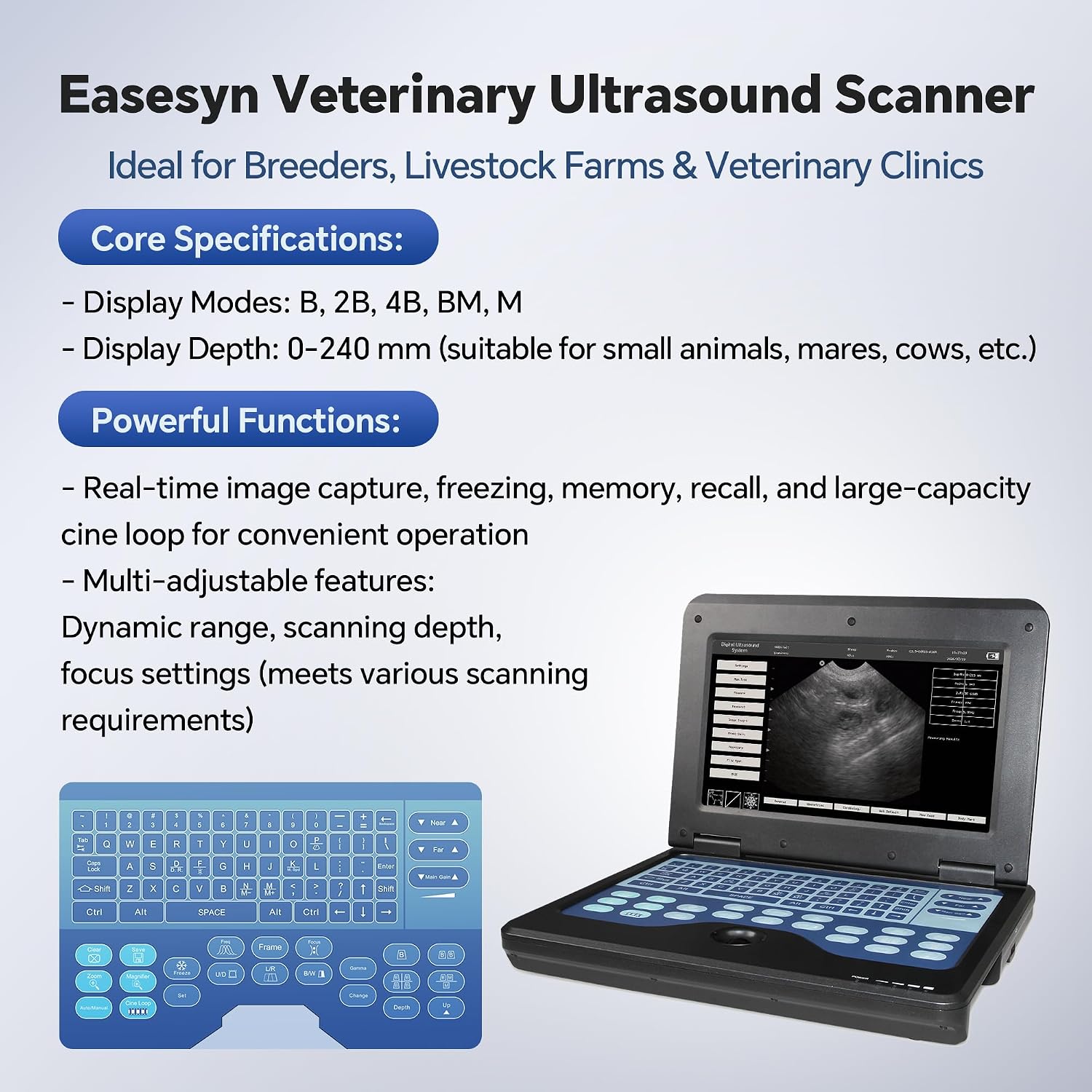 Portable Vet Ultrasound Scanner Convex & Rectal Linear Probe