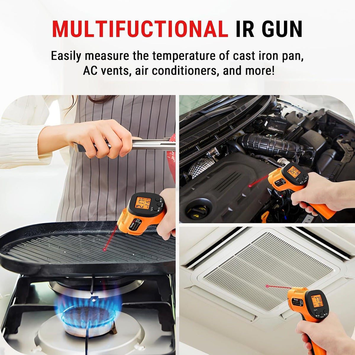 TempScan Infrared Thermometer Gun for Pizza Oven Griddle HVAC