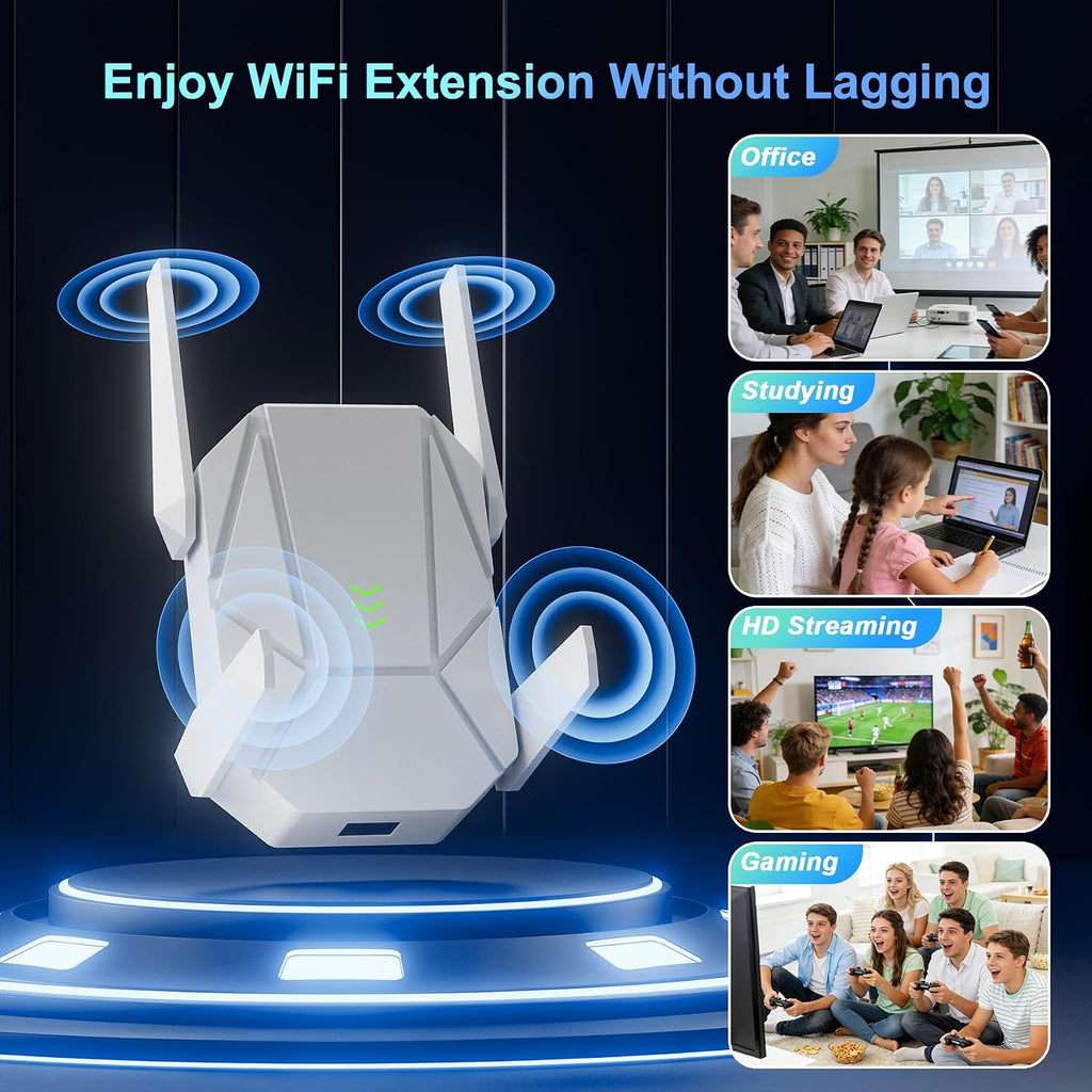 WiFi Extender, 2026 20X WiFi 6 Booster AX1800 | (5.8/2.4GHz) 19,999 sq.ft Long Range and 135+ Devices, WiFi Extender