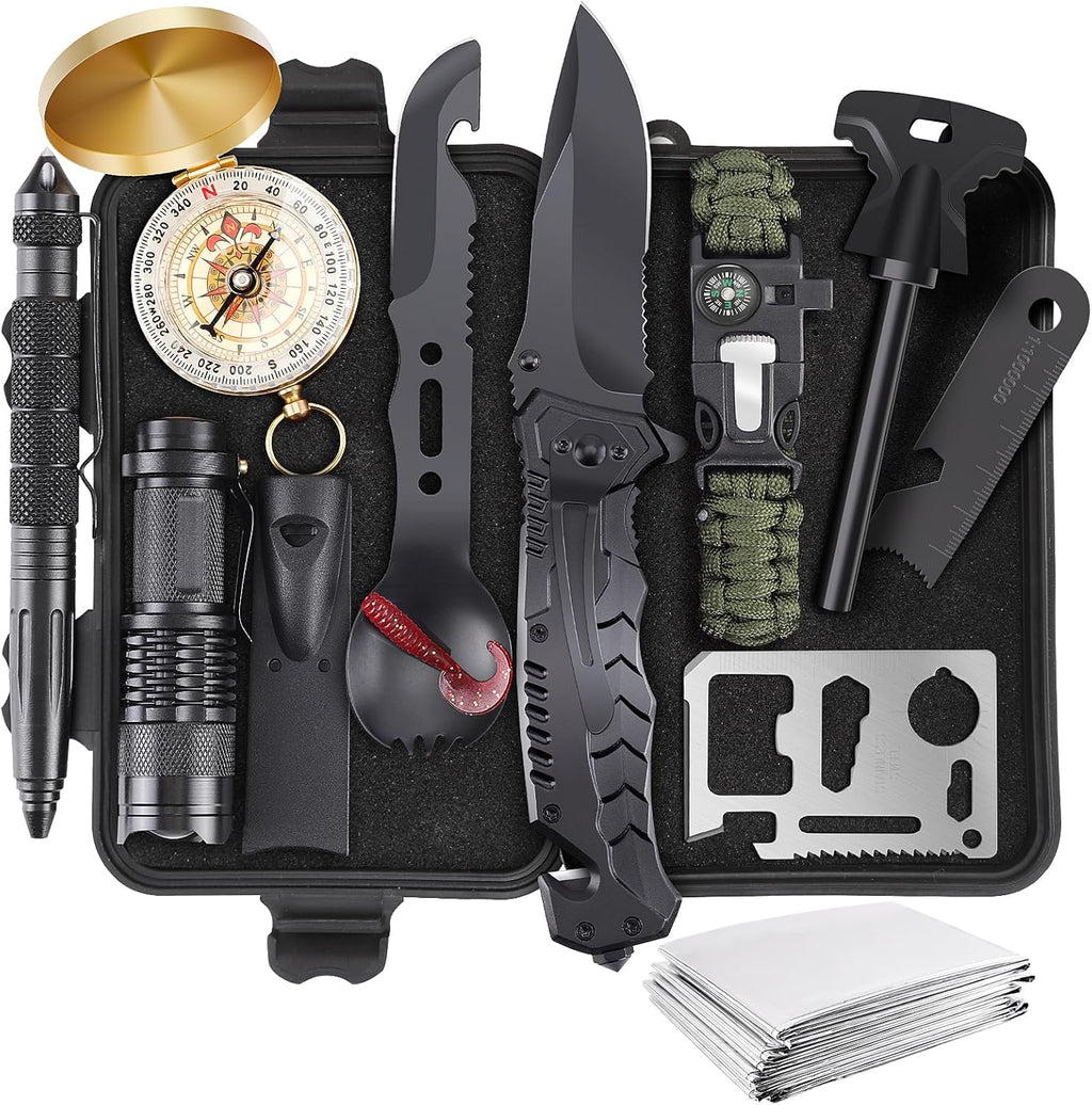 Gifts for Fathers Day Survival Kits for Men Dad Husband Him, 13 in 1 Survival Gear and Equipment Tactical Tools for