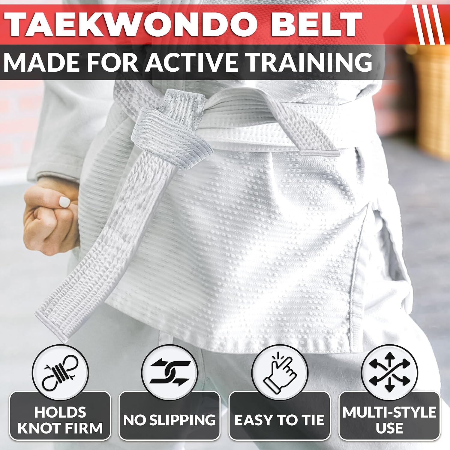 Taekwondo Uniform Belt for Women - 86.6" & 104" Judo, Karate & BJJ Belt for Men & Women, Aikido Gi Uniform