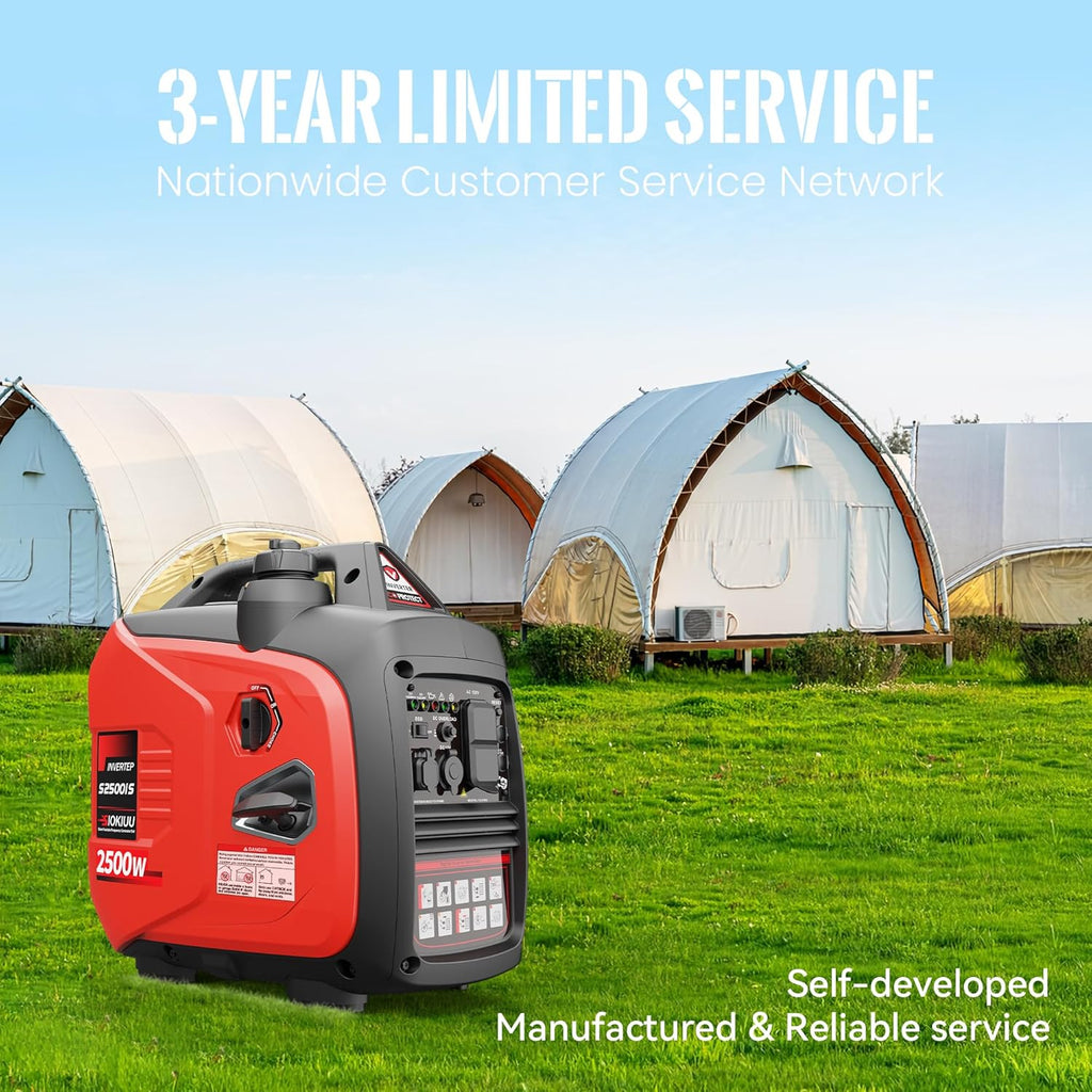 2500W Portable Generator Super Quiet Inverter Generator Ultra Lightweight for Home Backup Outdoor Camping, CO Sensor