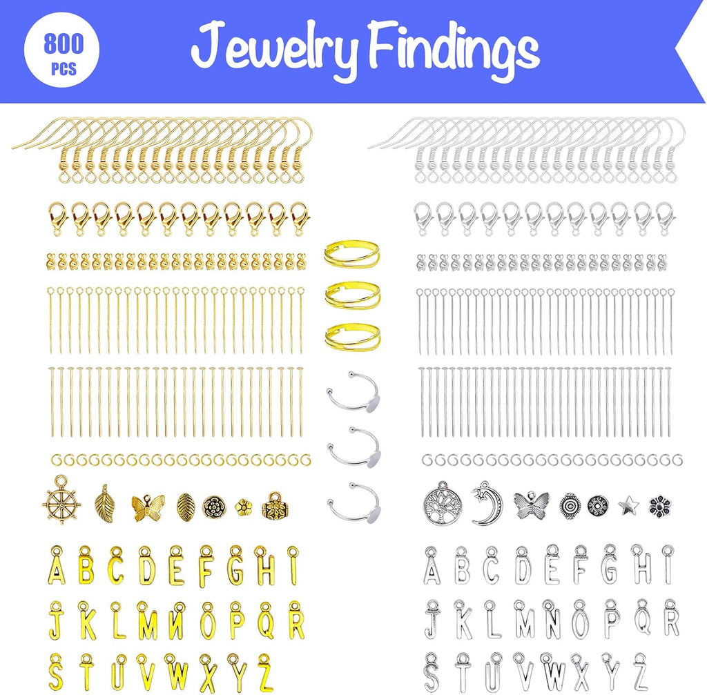 Jewelry Making Kit for Adults - 1760 PC Crystal Beads, 800 PC Jewelry Findings, DIY Bracelet, Earring
