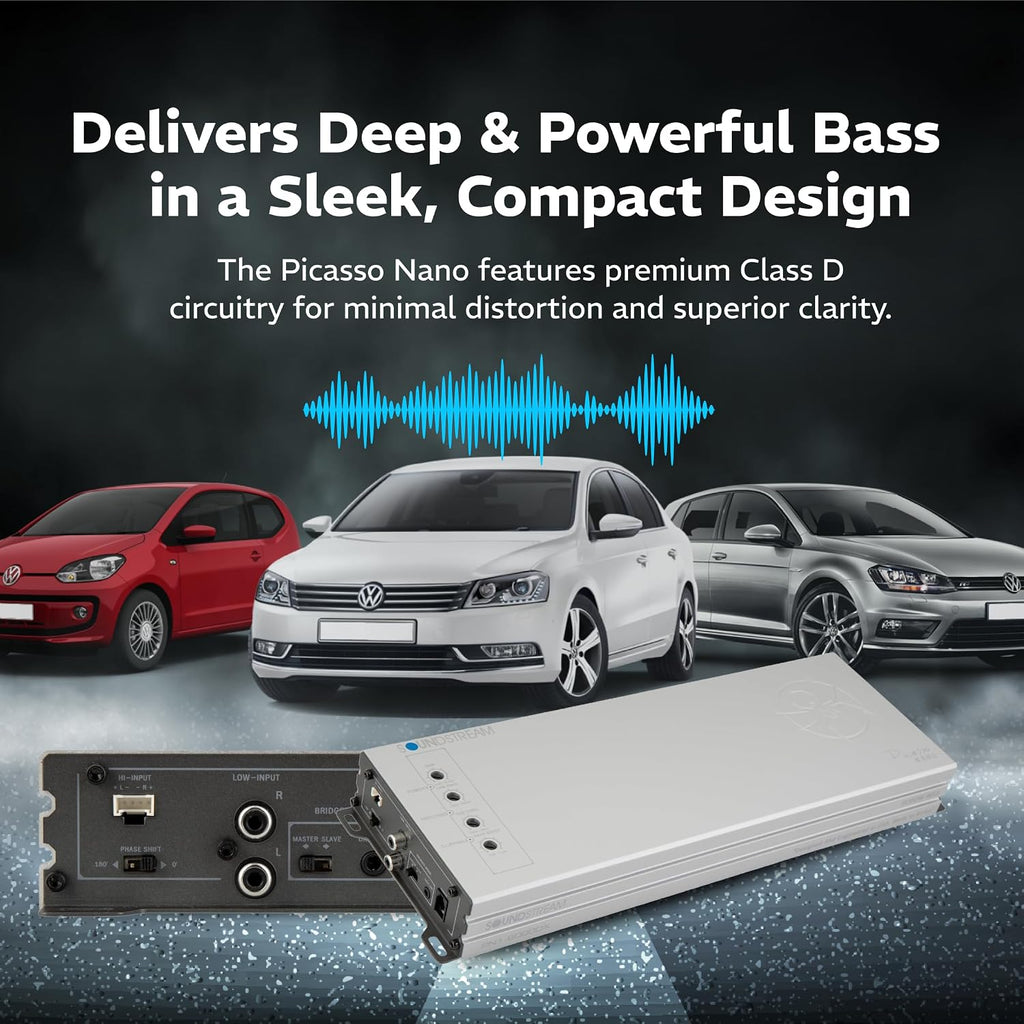 Picasso Nano PN1.6000DX Monoblock Class D Car Stereo Amplifier – 1 Channel 6000W Compact Digital Amp with Wired Bass