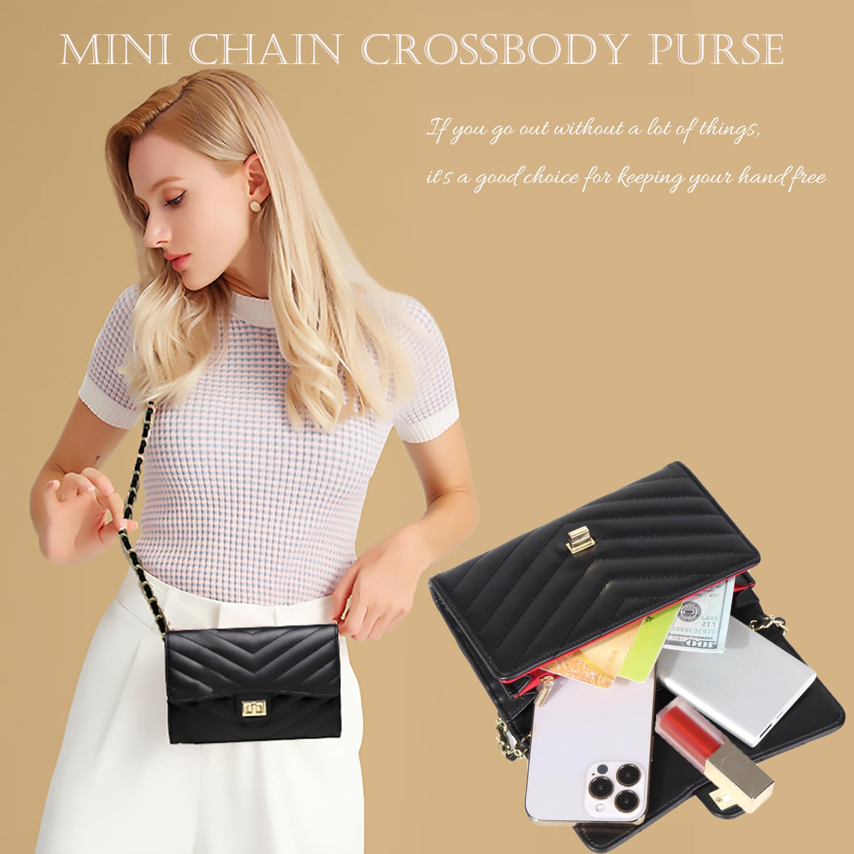 Crossbody Bags Small Purse for Women, Phone Bag Crossbody Purses Black