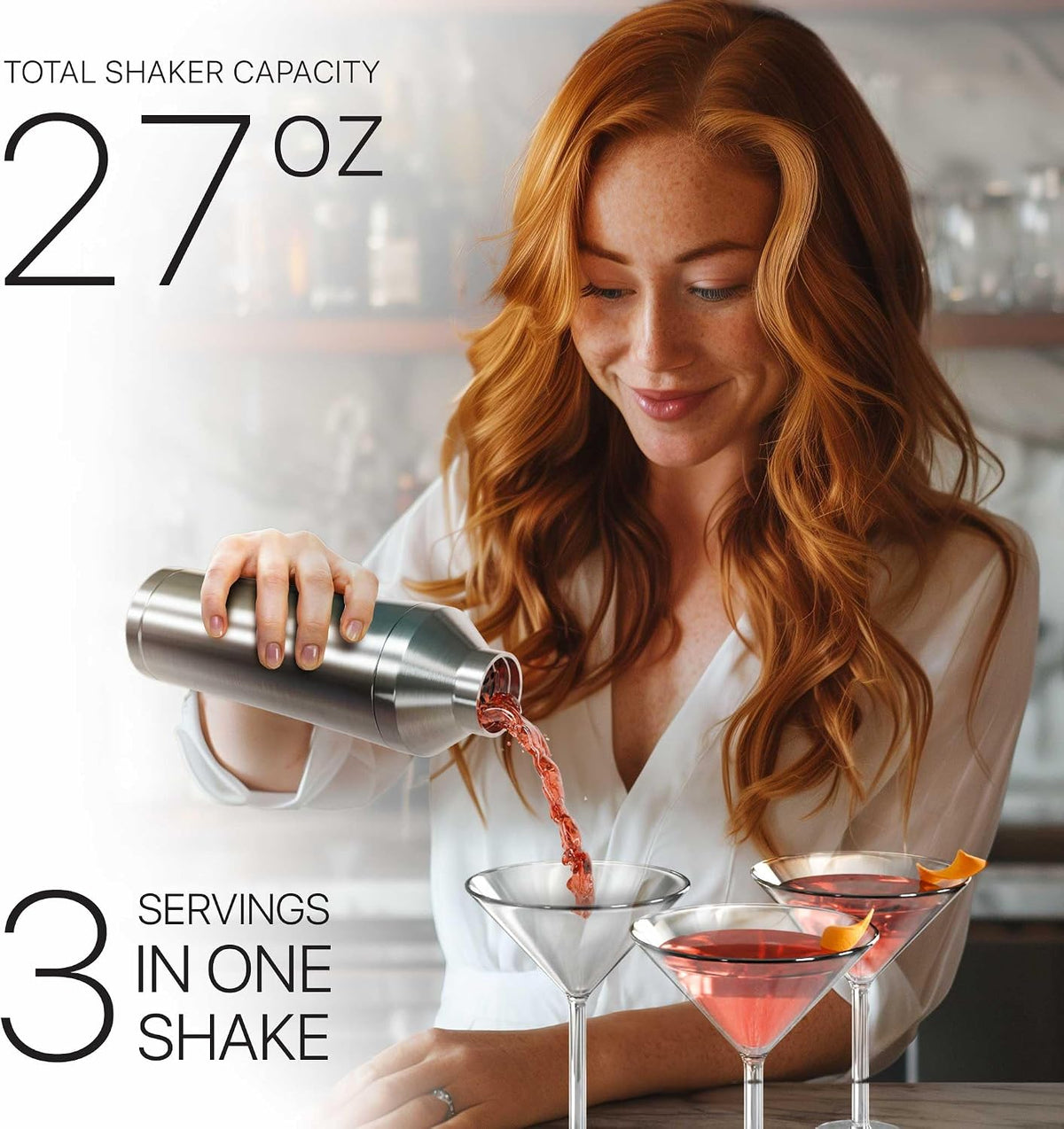 Insulated Cocktail Shaker | Vacuum Double Wall Stainless Steel (Silver)