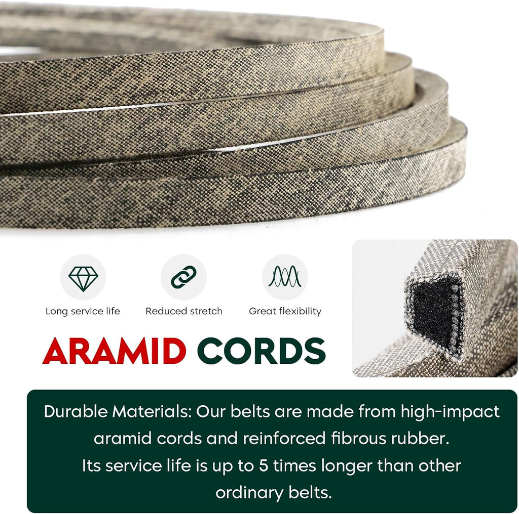 M126009 Lawn Mower Drive Belt for John Deere LT155 LT166 Lawn Tractors M45254 and Murray 037X80MA, Deck Belt for Murray 037X62MA, 037X62, 37X62MA, Scag 483969, Aramid 1/2 x 86 3/8 Inch