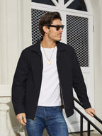 Men's Black Jacket Full Zip Windbreaker for Golf Business Work