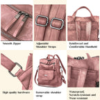 Backpack Purse for Women, PU Leather Ladies Backpack, Pink