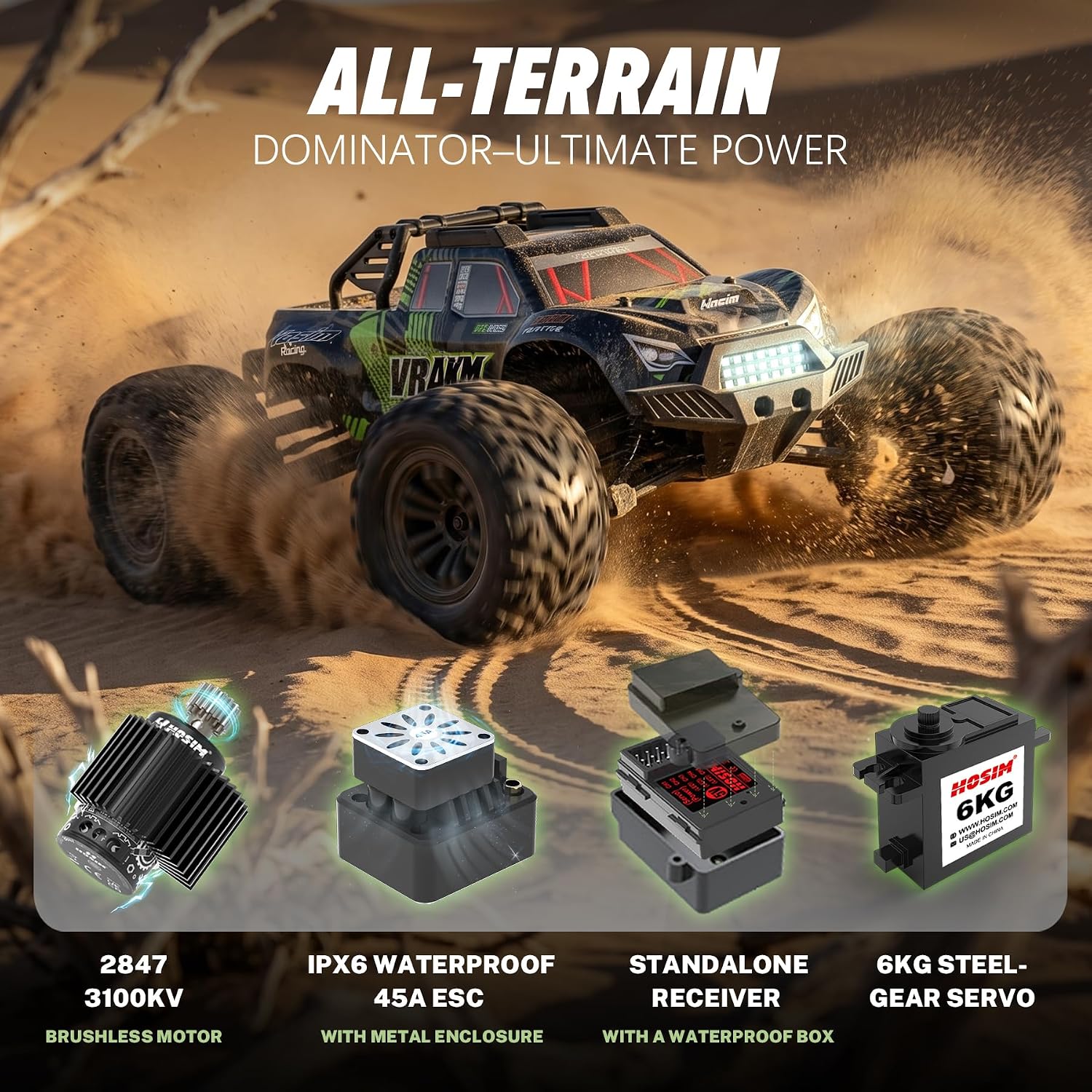1/10 Fast Brushless RC Cars for Adults & Boys 68+ KM/H | Two 2600mAh Lipo Total, 2847 3100KV Brushless Motor & 45A