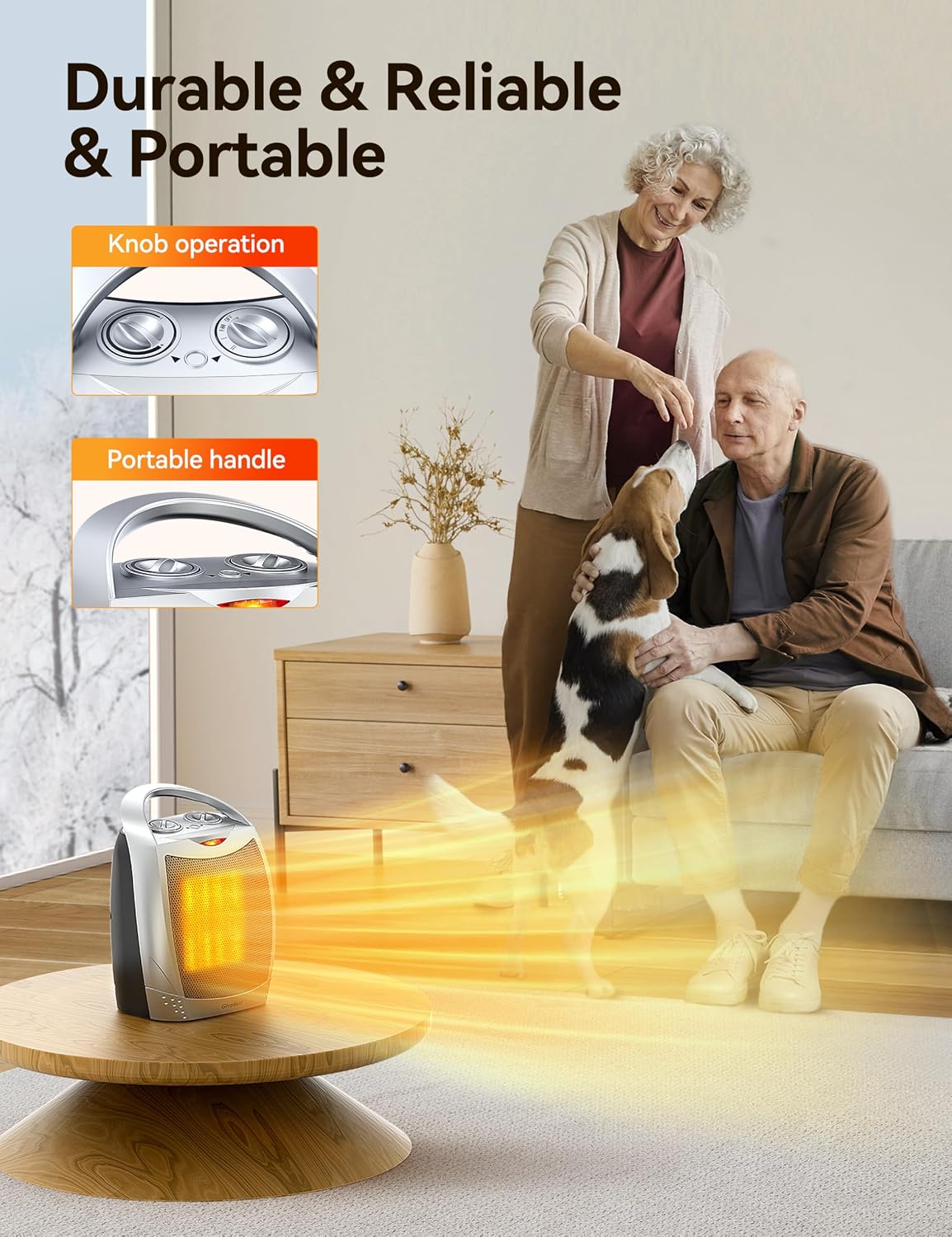 Space Heater, Portable Space Heaters for Indoor Use | Desk Heater with Thermostat, Overheat and Tip Over Protection
