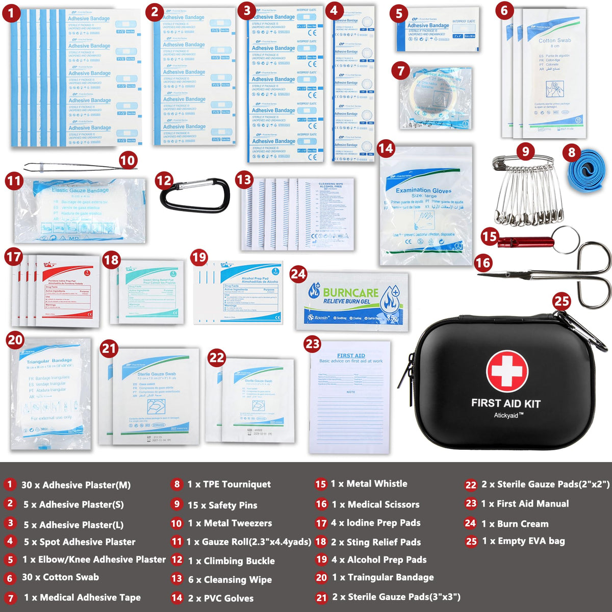 Mini First Aid Kit - 120 Piece Small Waterproof Hard Shell Medical Kit
