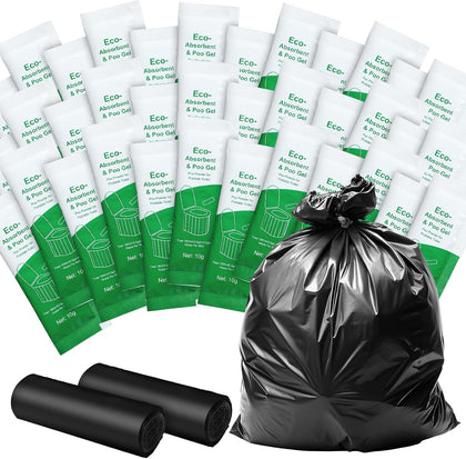 36 Portable Toilet Bags with 50 Poo Gel Set 10 Gallon Camping Toilet Bags with Absorbent Gels Portable Waste Trash