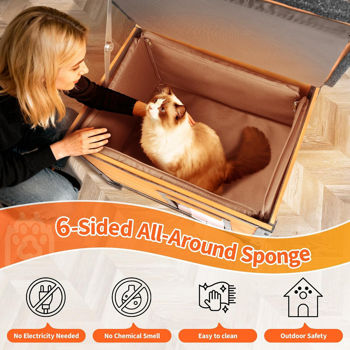 Outdoor Cat House Insulated Feral Cat Shelter for Winter All-Round Thermal Liner with Openable Waterproof Roof