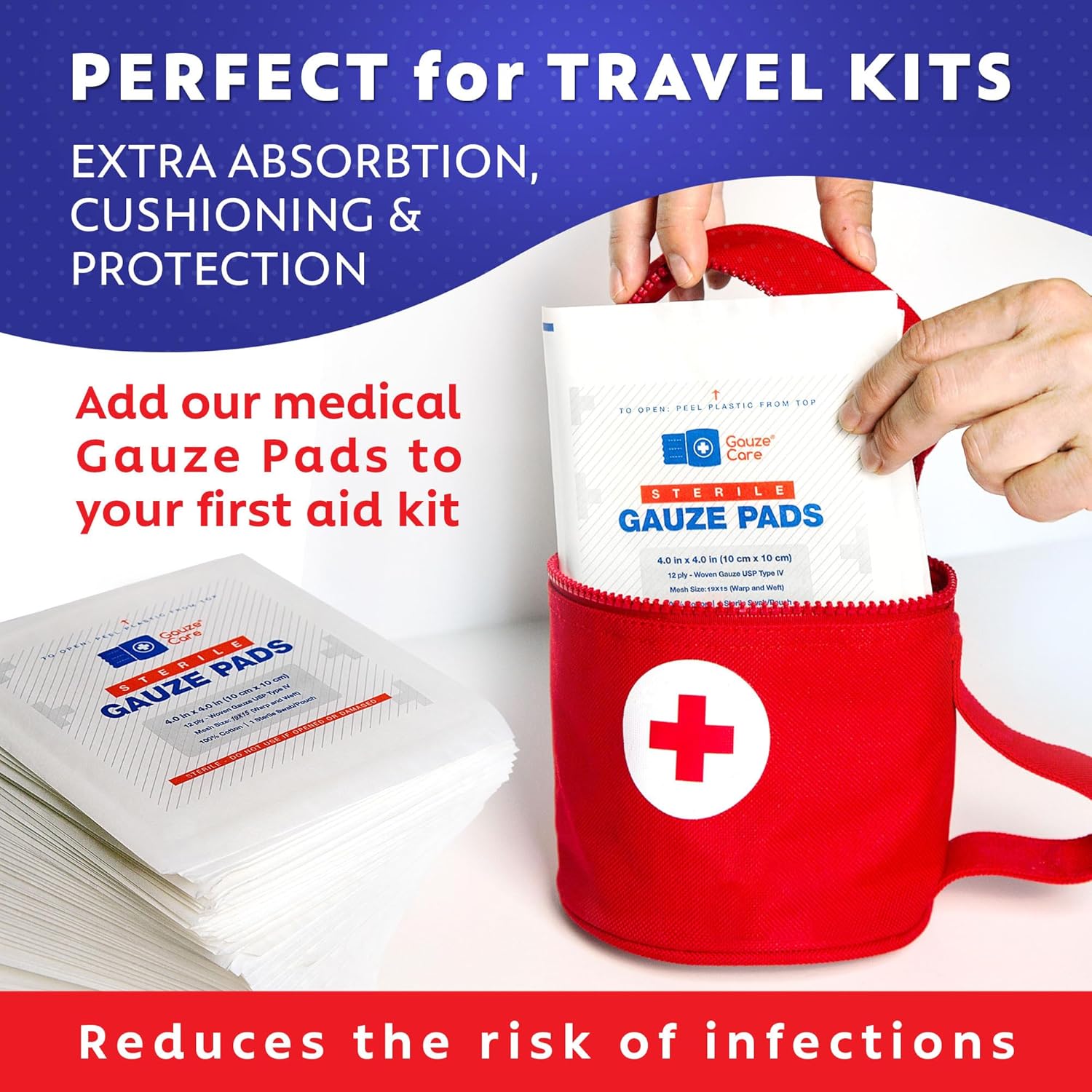 100pc Large Sterile Gauze Pads 4x4 Sterile for Wounds Bulk - 12ply Woven Gauze Sponges 4x4 Sterile - USP IV