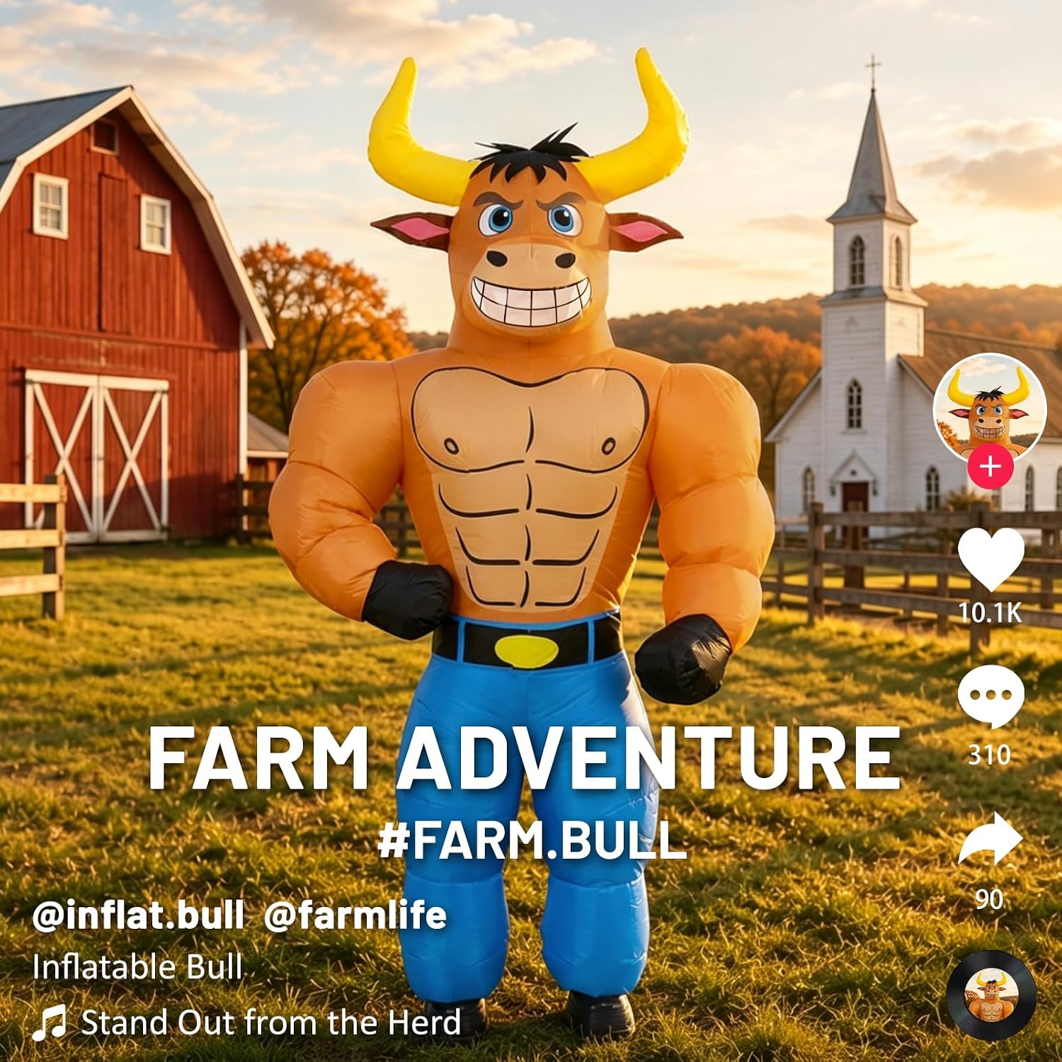 Inflatable Bull Costume Adult, Blow Up Costume for Halloween | Fits 5'3" to 6'3", Full Body Muscle Inflatable Cow