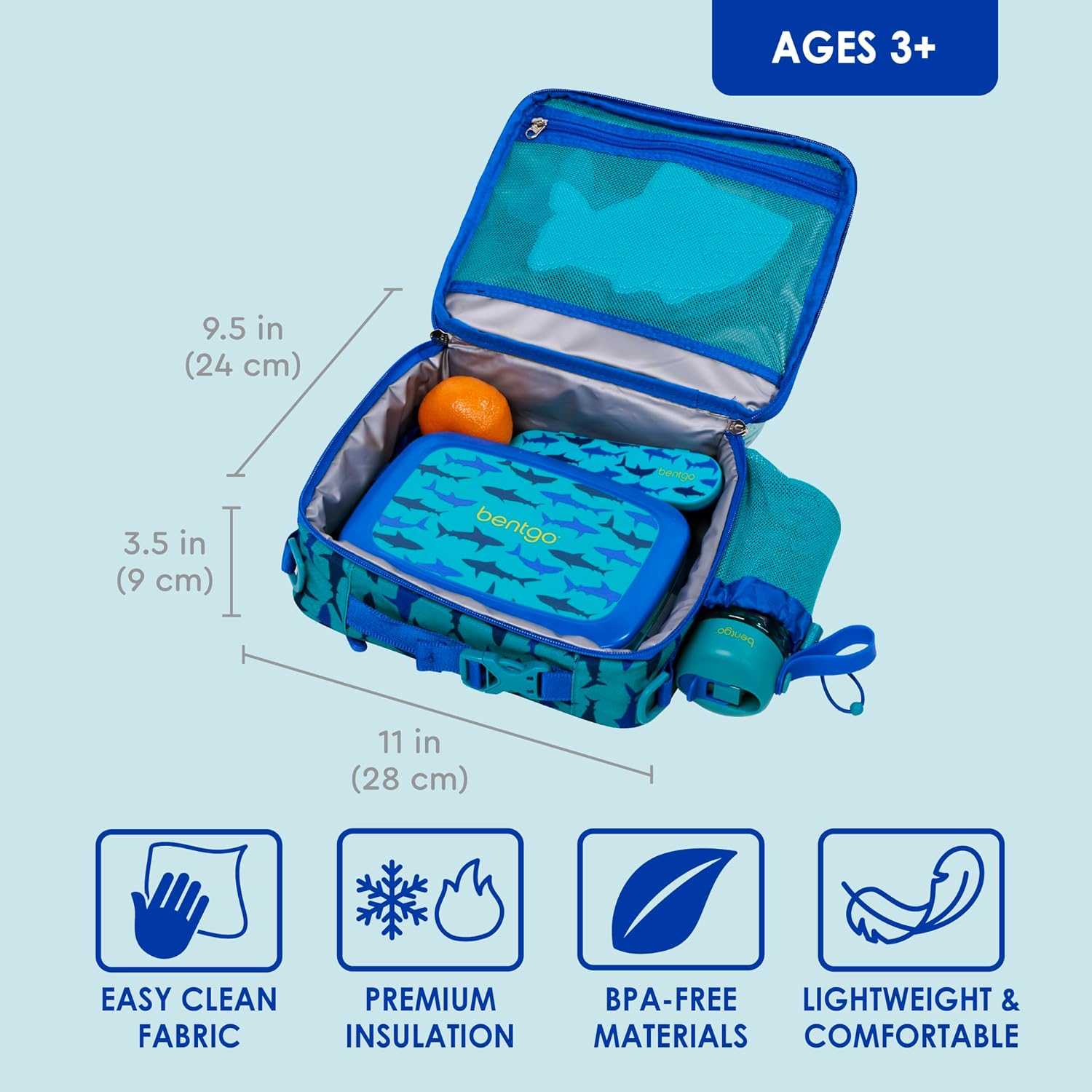 Kids Prints Double-Insulated Reusable Lunch Bag | For Kids 3+, Adjustable Strap; Holds Lunch Box/Water Bottle/Snacks;