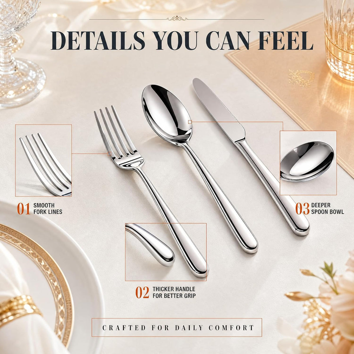 Silverware Set for 12, Heavy Duty Stainless Steel Silverware Set,60 Piece