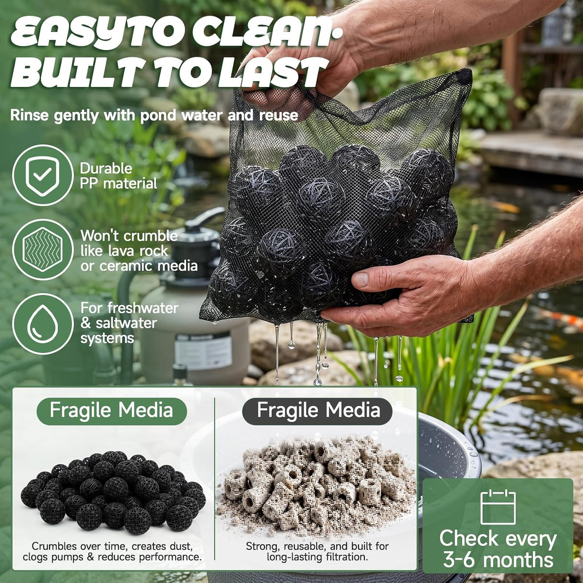 30 Count 3" Large Bio Balls, Filter Media Biological Filter Bioball