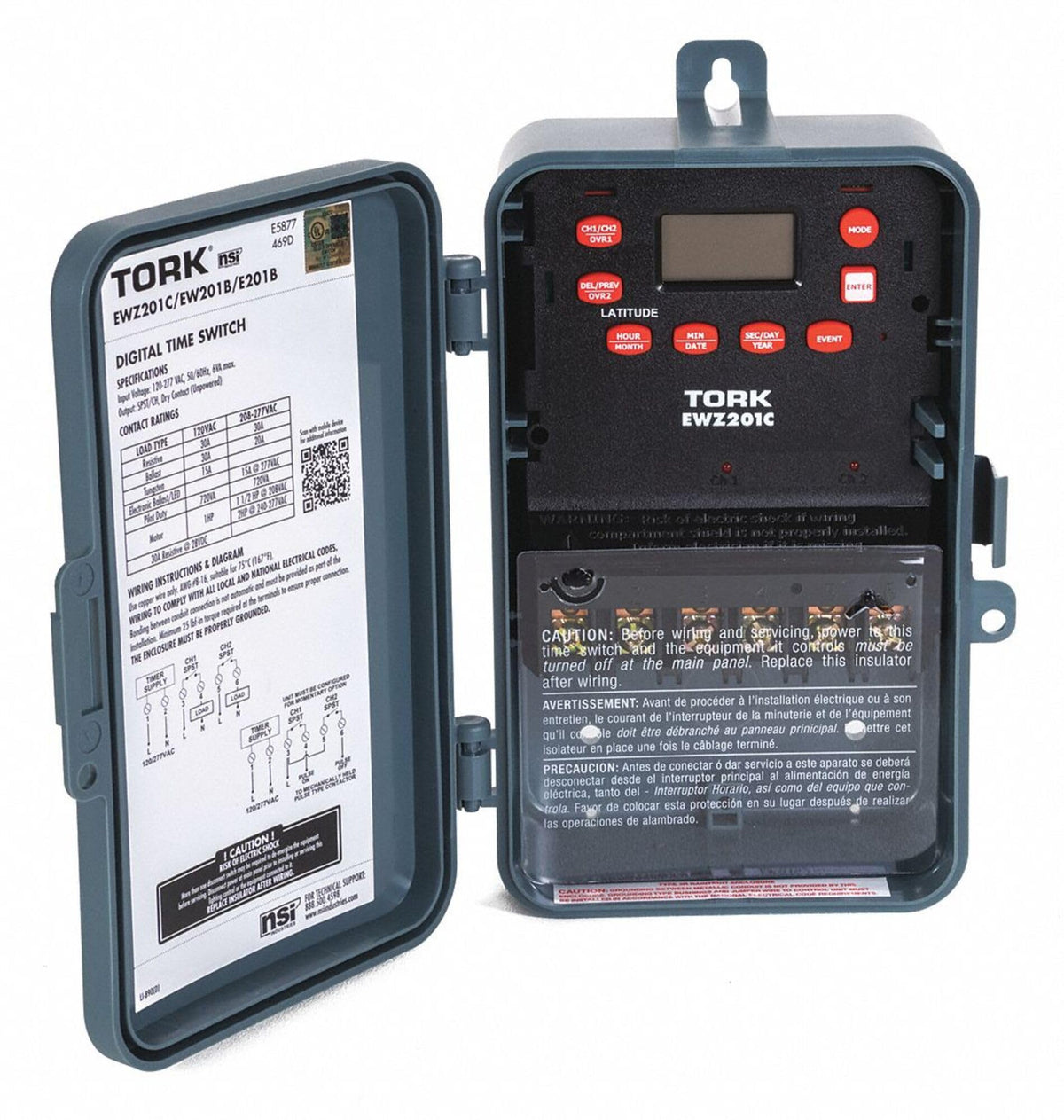 TORK EWZ201C 2-Channel 7-Day Digital Time Switch, SPST/DPST