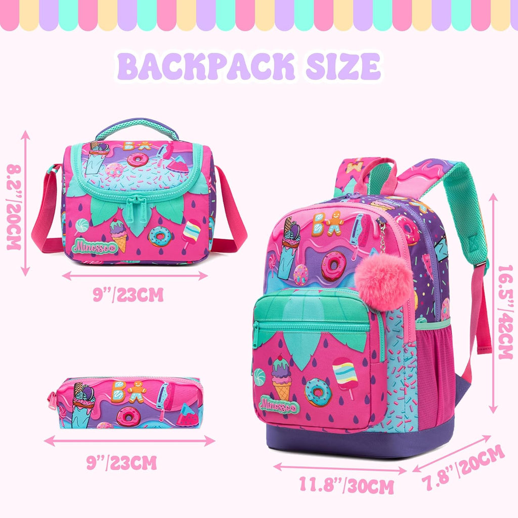 Girls Backpack for School Backpack for Girls 8-12 with Lunch Box Back to School Supplies Backpacks for Kids 10-12