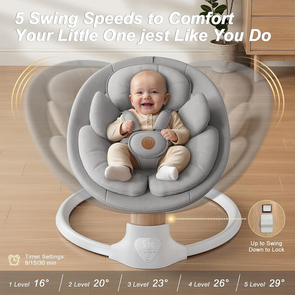 Baby Swings for Infants, FasonBaby Electric Baby Swing with Bluetooth Music | Infant Swing with 5 Speeds, 10 Preset