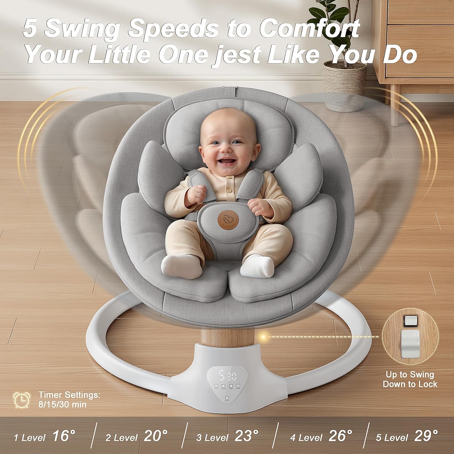 Baby Swings for Infants, FasonBaby Electric Baby Swing with Bluetooth Music | Infant Swing with 5 Speeds, 10 Preset