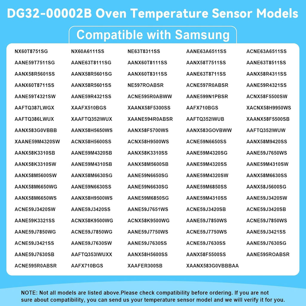 DG32-00002B Range Oven Temperature Sensor Probe Oven Temperature Sensor