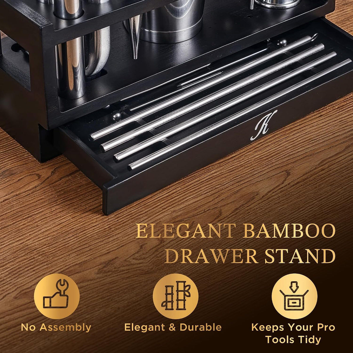 25-PC Professional Bartender Kit, Bar Tool with Drawer Stand