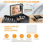 Makeup Extra Large 15 inches Case with Lighted Mirror – Cosmetic Organizer with Adjustable Dividers, Magnetic LED
